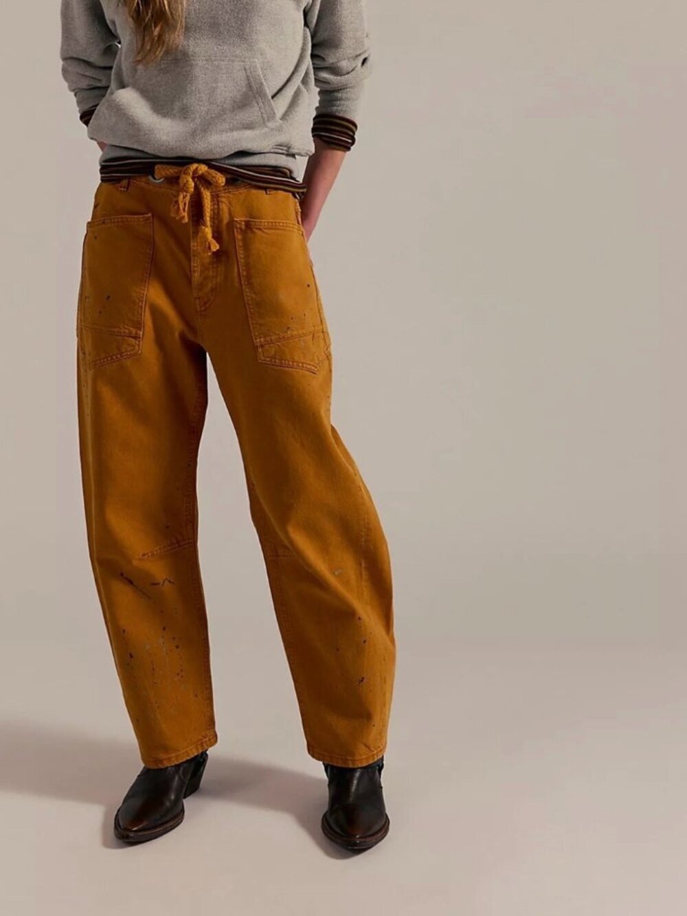 NWT Free People We The Free Moxie Pull-On Barrel Jeans Tangerine Peel 27